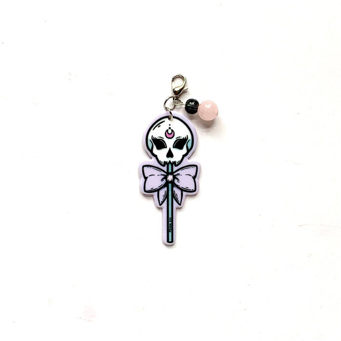 skull lolli/wand with rose quartz progress keeper | accessories
