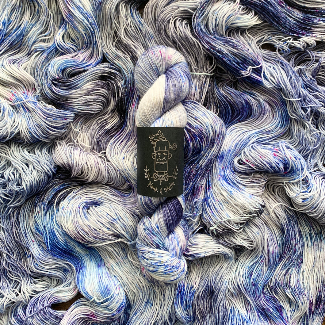 blueberry freckles (one of a kind) | 4-ply sock