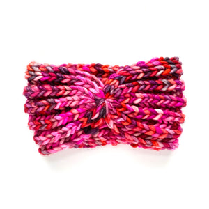 squishy brioche knit head band - reds and pinks | hand knits