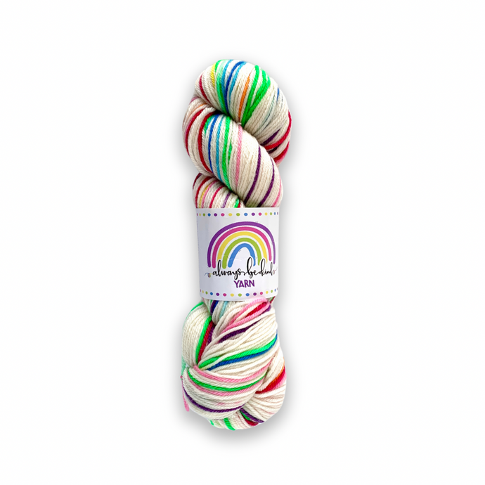 DESTASH: always be kind squish DK | happy little rainbow stripes