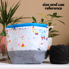 Load image into Gallery viewer, knits &amp; purls | small drawstring project bag