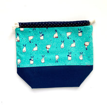Load image into Gallery viewer, buns in winter | small drawstring project bag