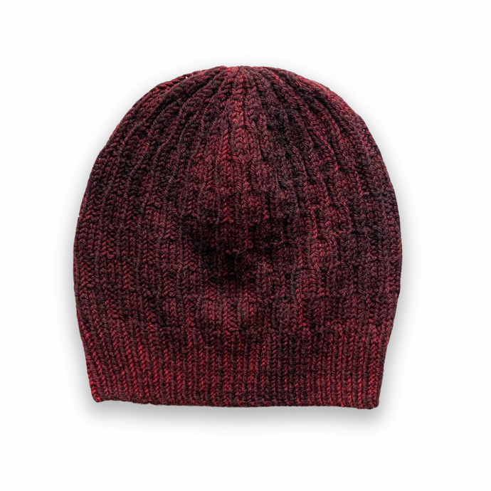 little in the middle hat in dark red | hand knits