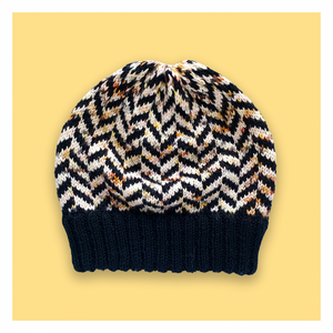 herringbone hat with extra thick brim | hand knits