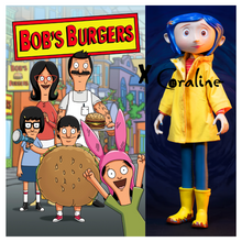 Load image into Gallery viewer, halloween 2024 - bob&#39;s burgers x coraline | 4-ply sock