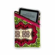 Load image into Gallery viewer, quilted &amp; scrappy - No. 009 african wax block print green/pink | kindle sleeve