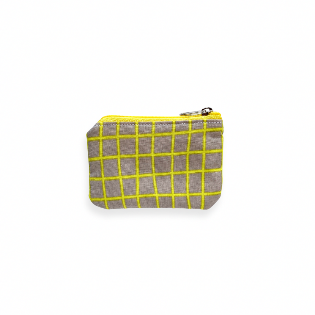 yellow wavy grid | zipper wallet coin pouch