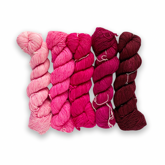 DESTASH: neighborhood yarn co. rustic fingering | shades of magenta