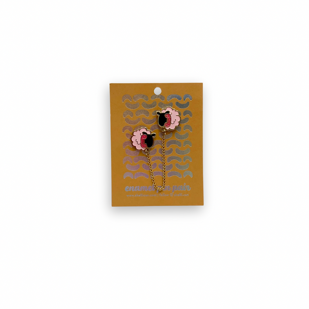 DESTASH: shellican hello friend in pink | enamel pin pair