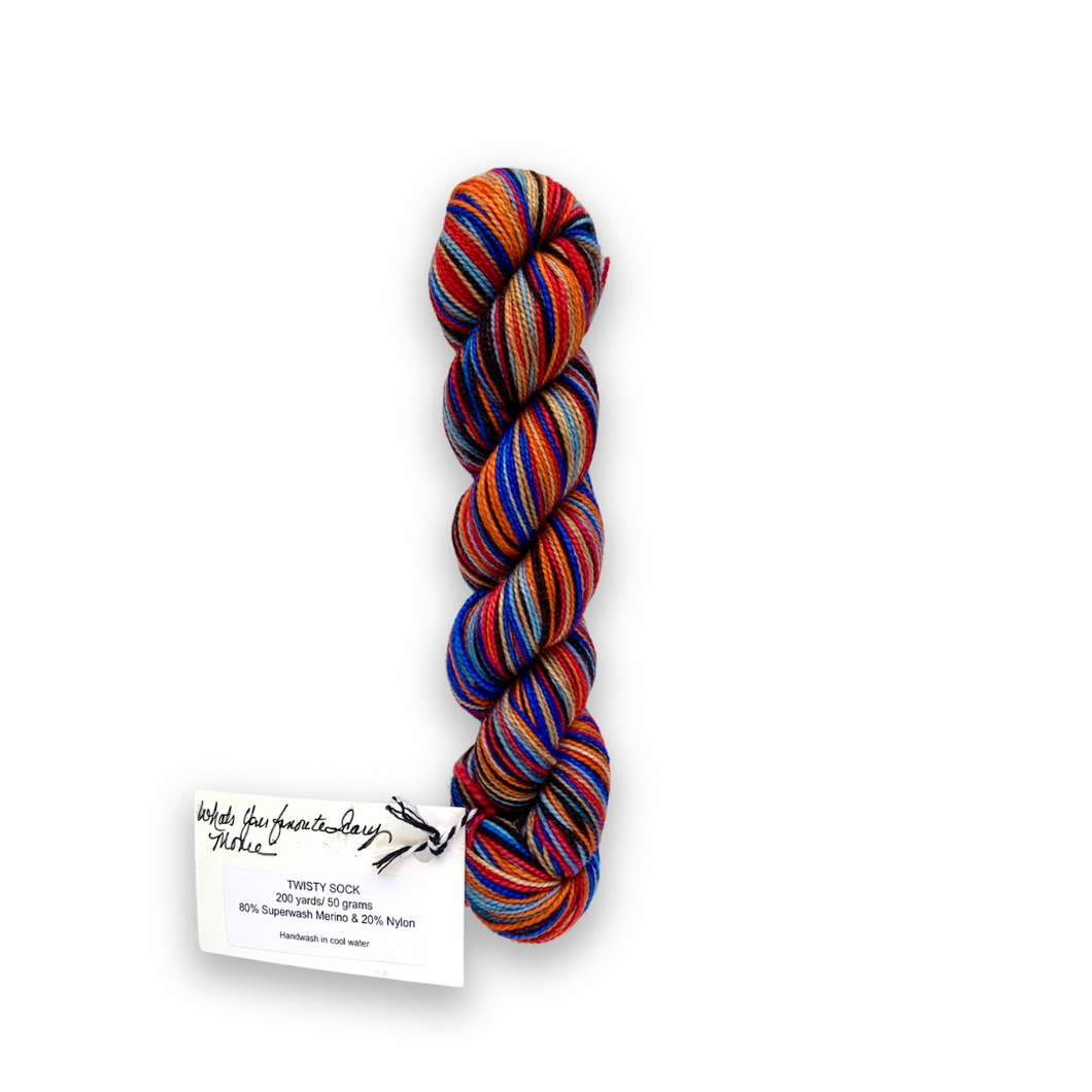 DESTASH: nomadic yarns twisty sock | what's your favorite scary movie