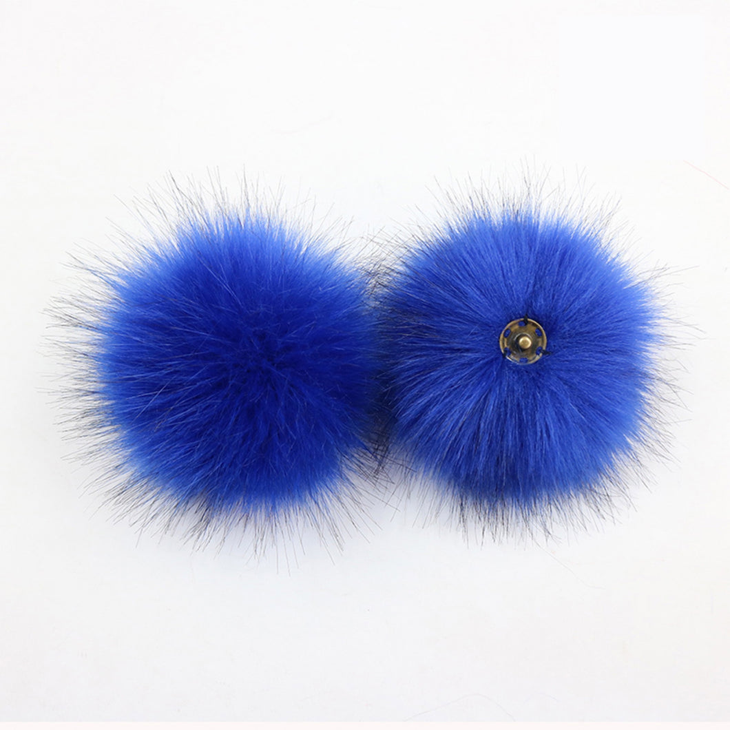 faux fur pom pom - bright blue | accessories