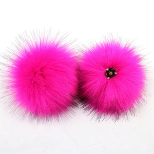 faux fur pom pom - hot pink | accessories